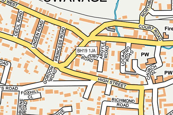 BH19 1JA map - OS OpenMap – Local (Ordnance Survey)