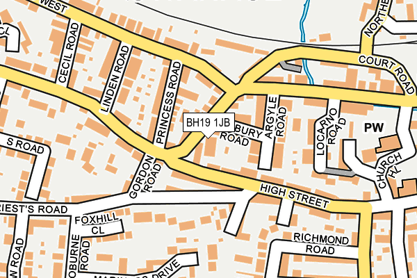 BH19 1JB map - OS OpenMap – Local (Ordnance Survey)