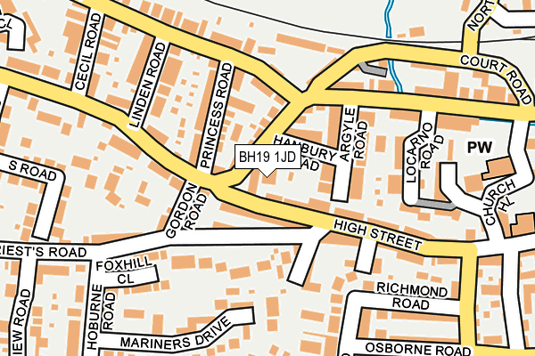 BH19 1JD map - OS OpenMap – Local (Ordnance Survey)