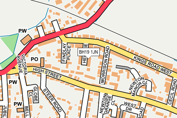 BH19 1JN map - OS OpenMap – Local (Ordnance Survey)