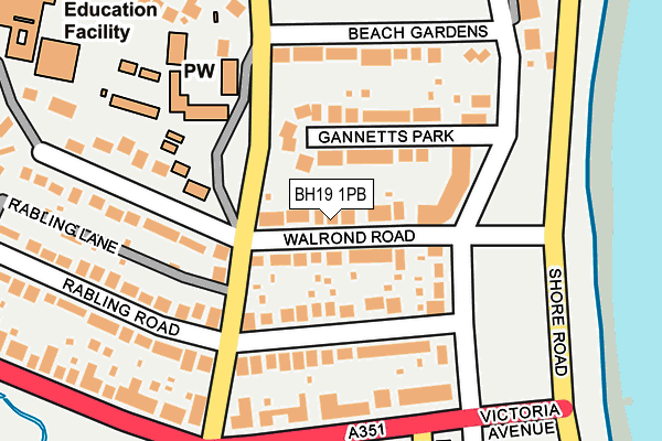 BH19 1PB map - OS OpenMap – Local (Ordnance Survey)