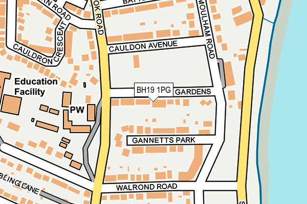 BH19 1PG map - OS OpenMap – Local (Ordnance Survey)