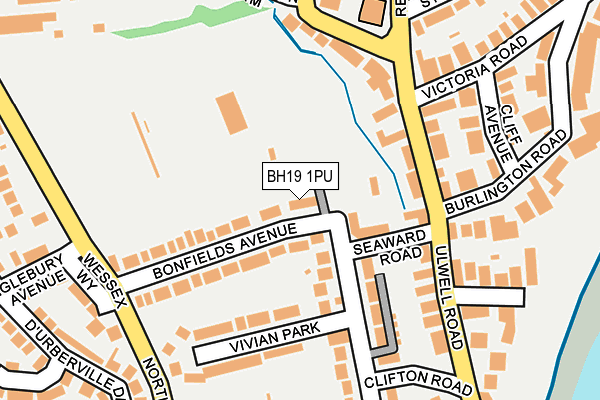 BH19 1PU map - OS OpenMap – Local (Ordnance Survey)