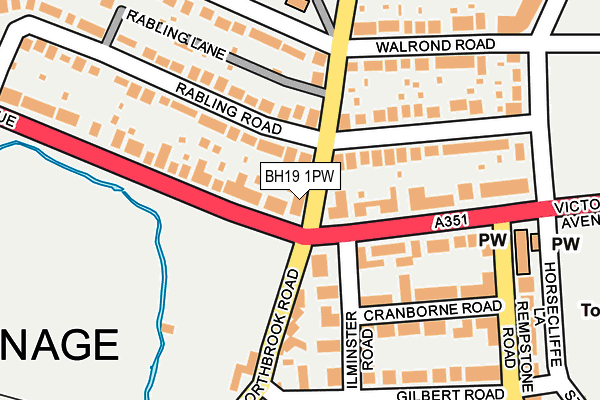 BH19 1PW map - OS OpenMap – Local (Ordnance Survey)