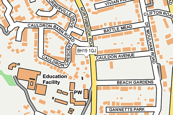BH19 1QJ map - OS OpenMap – Local (Ordnance Survey)