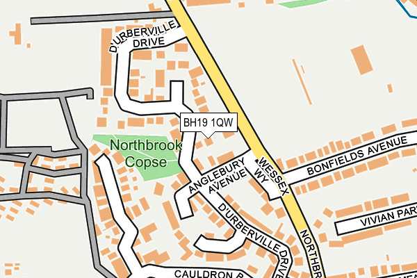 BH19 1QW map - OS OpenMap – Local (Ordnance Survey)
