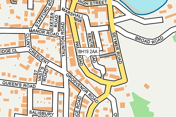 BH19 2AA map - OS OpenMap – Local (Ordnance Survey)