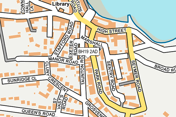 BH19 2AD map - OS OpenMap – Local (Ordnance Survey)