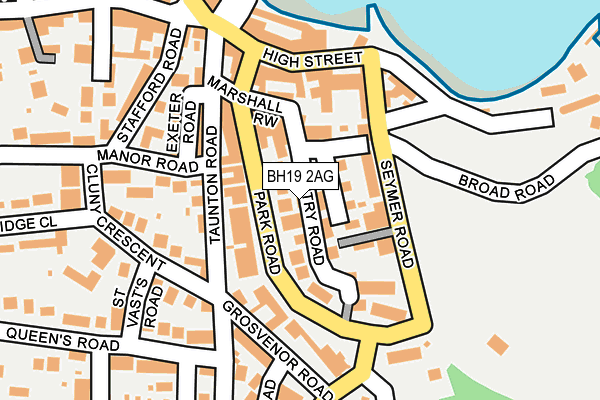 BH19 2AG map - OS OpenMap – Local (Ordnance Survey)