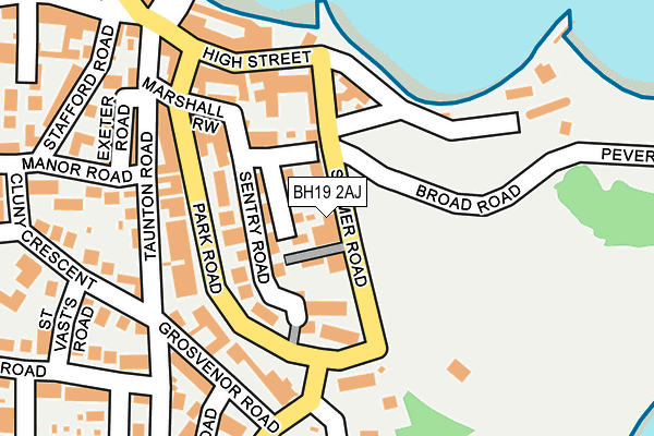 BH19 2AJ map - OS OpenMap – Local (Ordnance Survey)