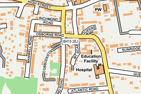 BH19 2EJ map - OS OpenMap – Local (Ordnance Survey)