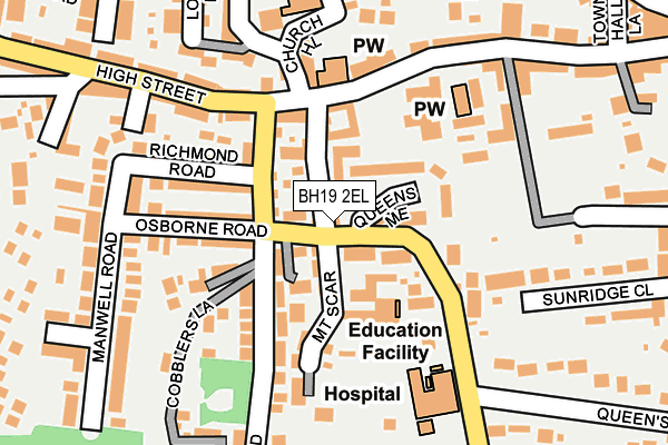 BH19 2EL map - OS OpenMap – Local (Ordnance Survey)