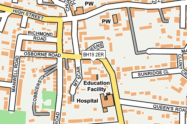 BH19 2ER map - OS OpenMap – Local (Ordnance Survey)