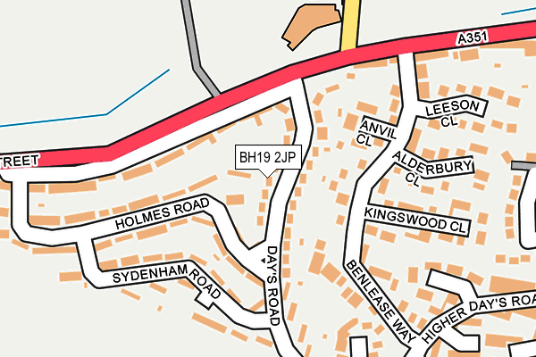 BH19 2JP map - OS OpenMap – Local (Ordnance Survey)