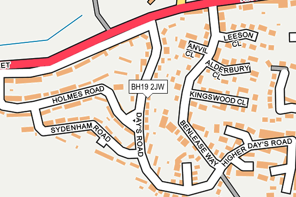 BH19 2JW map - OS OpenMap – Local (Ordnance Survey)