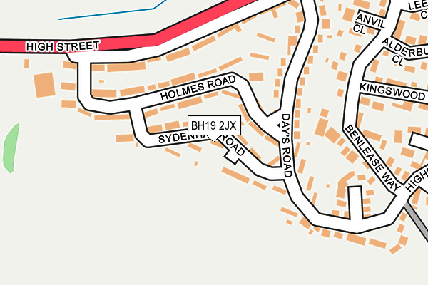 BH19 2JX map - OS OpenMap – Local (Ordnance Survey)