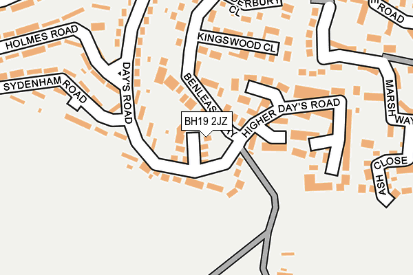 BH19 2JZ map - OS OpenMap – Local (Ordnance Survey)
