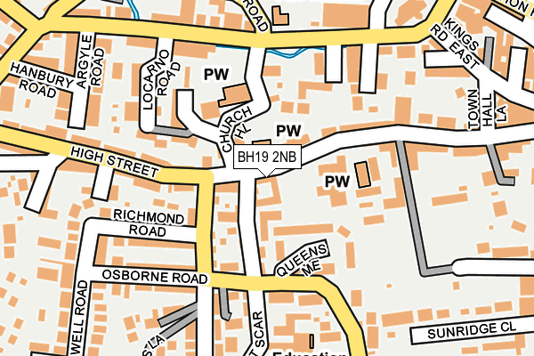 BH19 2NB map - OS OpenMap – Local (Ordnance Survey)