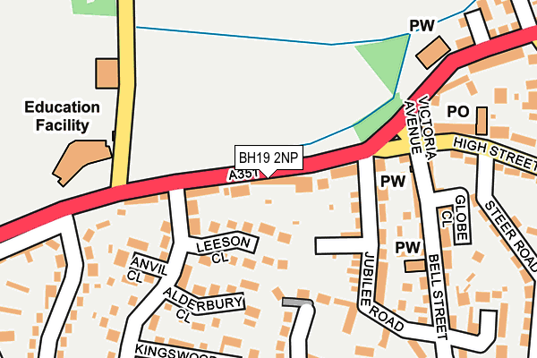 BH19 2NP map - OS OpenMap – Local (Ordnance Survey)