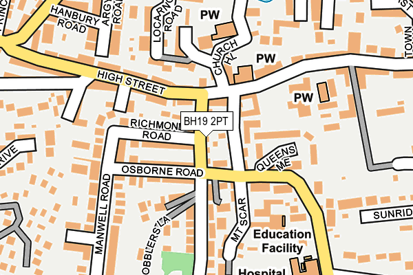 BH19 2PT map - OS OpenMap – Local (Ordnance Survey)