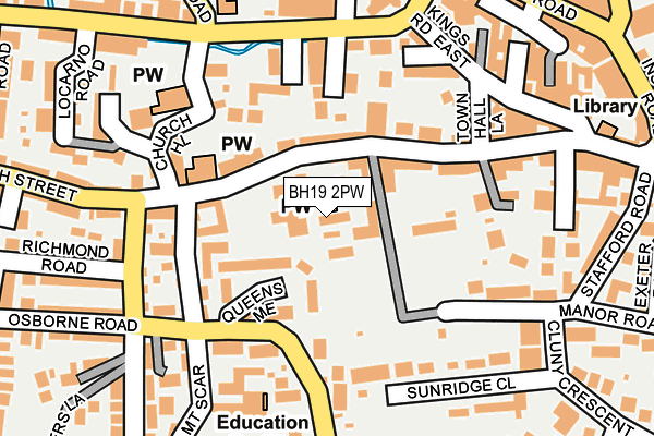 BH19 2PW map - OS OpenMap – Local (Ordnance Survey)