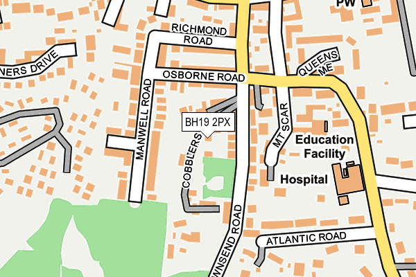 BH19 2PX map - OS OpenMap – Local (Ordnance Survey)