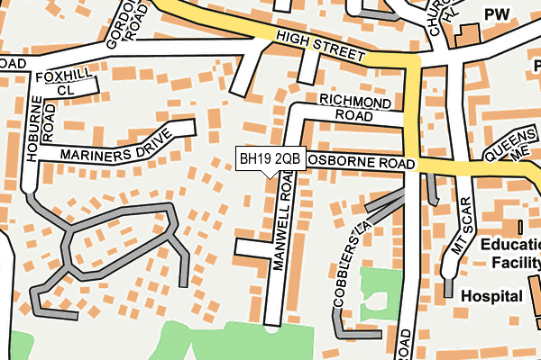 BH19 2QB map - OS OpenMap – Local (Ordnance Survey)