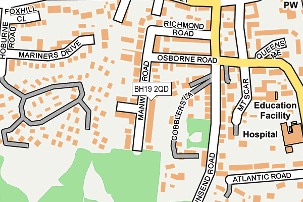 BH19 2QD map - OS OpenMap – Local (Ordnance Survey)