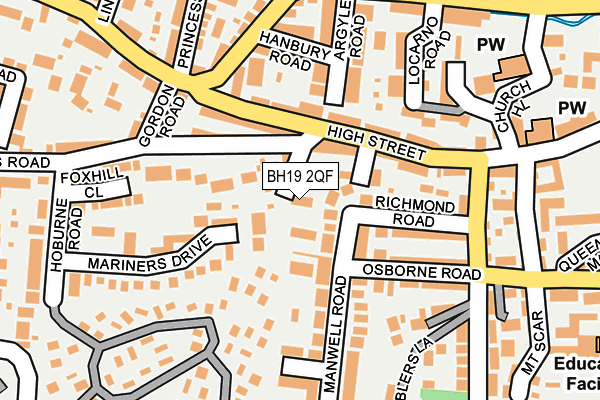 BH19 2QF map - OS OpenMap – Local (Ordnance Survey)