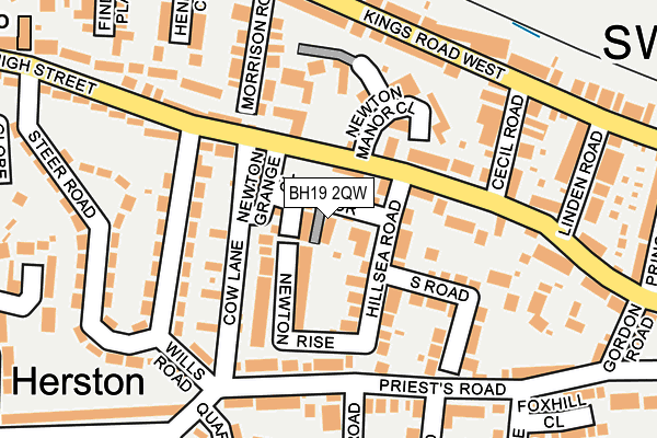 BH19 2QW map - OS OpenMap – Local (Ordnance Survey)