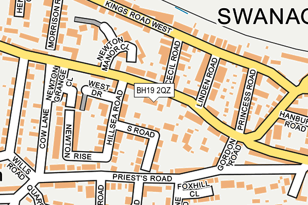 BH19 2QZ map - OS OpenMap – Local (Ordnance Survey)