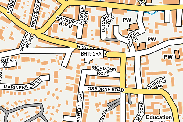 BH19 2RA map - OS OpenMap – Local (Ordnance Survey)