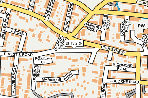 BH19 2RN map - OS OpenMap – Local (Ordnance Survey)