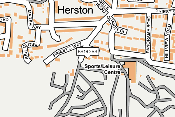 BH19 2RS map - OS OpenMap – Local (Ordnance Survey)