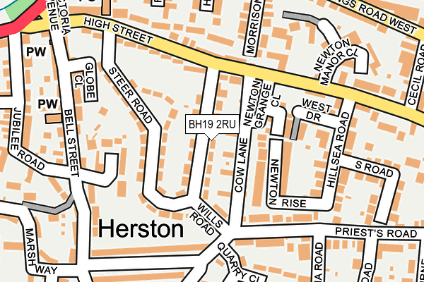 BH19 2RU map - OS OpenMap – Local (Ordnance Survey)