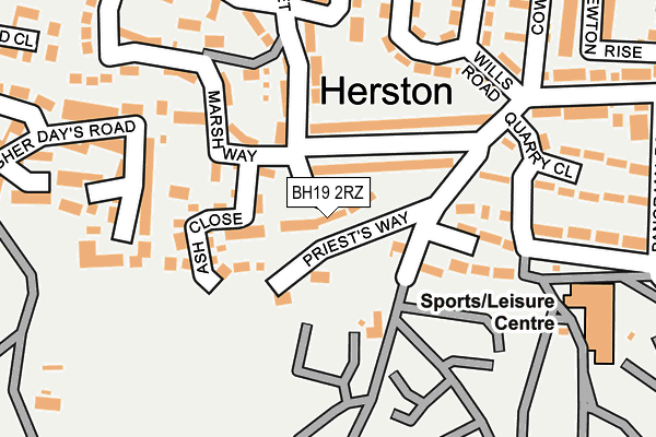 BH19 2RZ map - OS OpenMap – Local (Ordnance Survey)