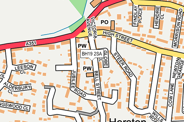 BH19 2SA map - OS OpenMap – Local (Ordnance Survey)