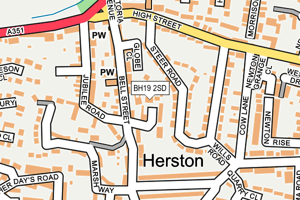 BH19 2SD map - OS OpenMap – Local (Ordnance Survey)