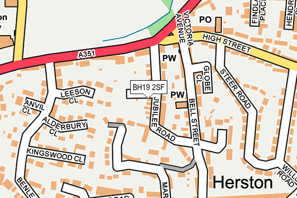 BH19 2SF map - OS OpenMap – Local (Ordnance Survey)