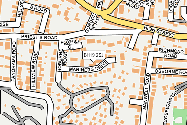 BH19 2SJ map - OS OpenMap – Local (Ordnance Survey)