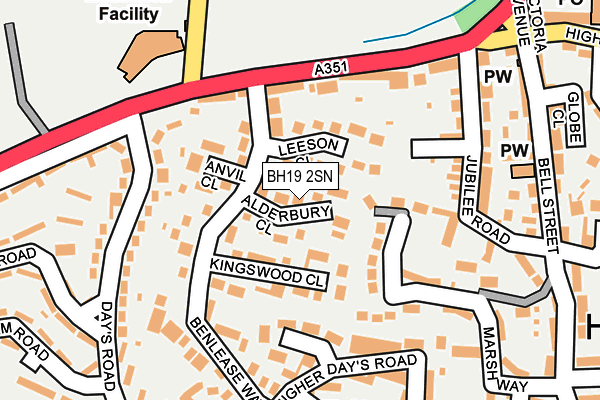 BH19 2SN map - OS OpenMap – Local (Ordnance Survey)