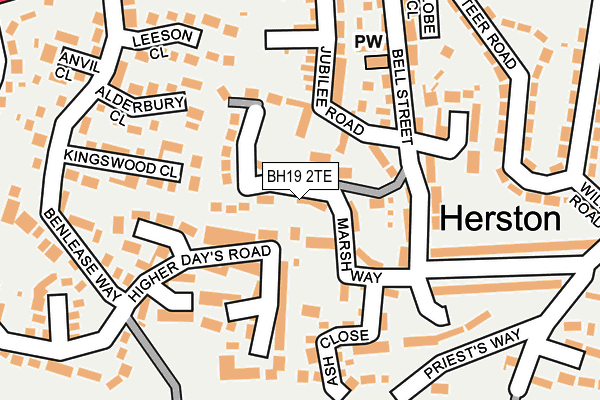 BH19 2TE map - OS OpenMap – Local (Ordnance Survey)