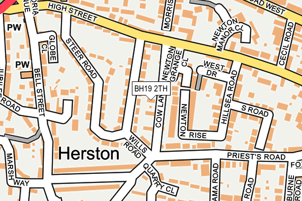 BH19 2TH map - OS OpenMap – Local (Ordnance Survey)