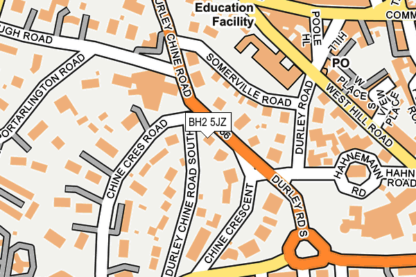 BH2 5JZ map - OS OpenMap – Local (Ordnance Survey)
