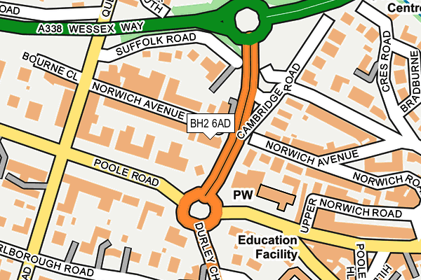 BH2 6AD map - OS OpenMap – Local (Ordnance Survey)