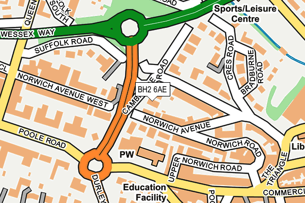 BH2 6AE map - OS OpenMap – Local (Ordnance Survey)