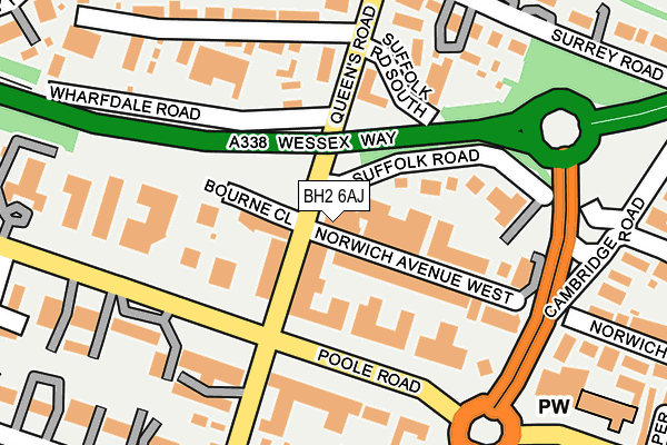 BH2 6AJ map - OS OpenMap – Local (Ordnance Survey)