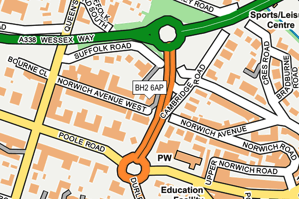 BH2 6AP map - OS OpenMap – Local (Ordnance Survey)
