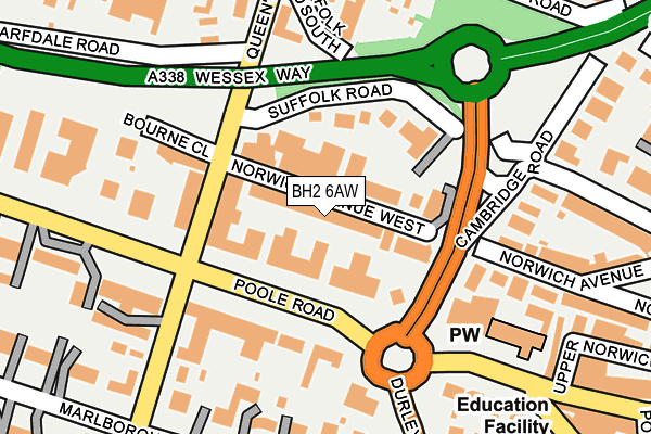 BH2 6AW map - OS OpenMap – Local (Ordnance Survey)