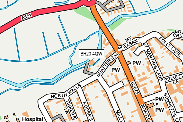 BH20 4QW map - OS OpenMap – Local (Ordnance Survey)